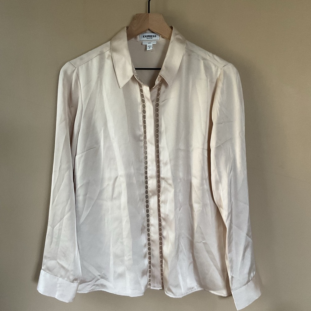 Express Portofino Slim Satin Button Down Shirt Size Medium